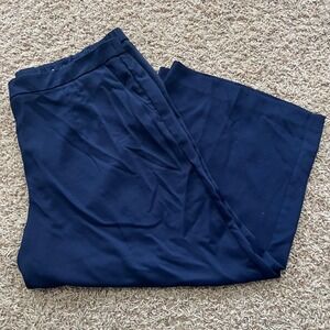 Chicos Sz 4 Cropped Pants Navy Blue Elastic Button Waist Wide Leg Womens Sz 2X